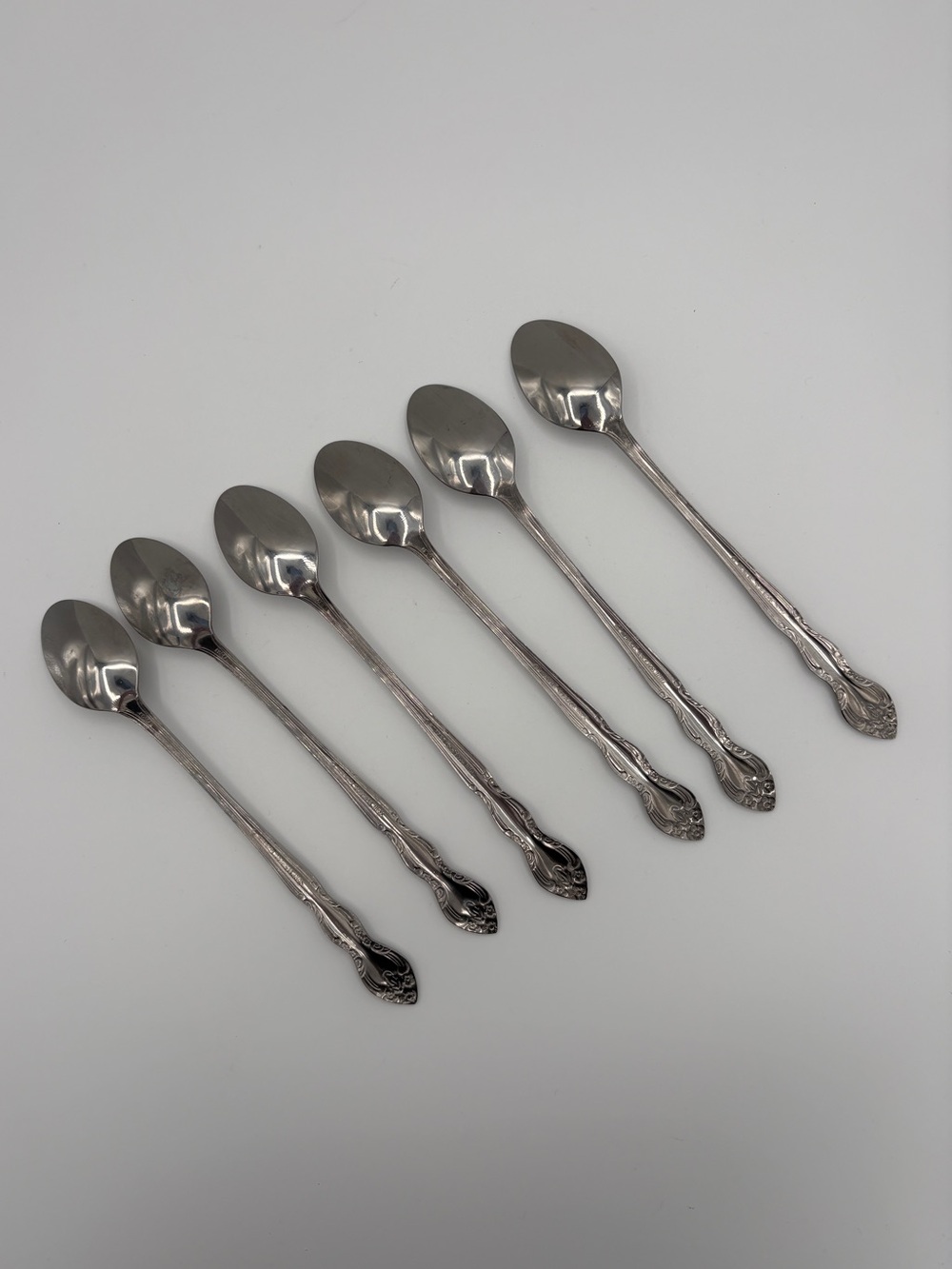 Imperial INOX Korea Iced Tea Spoons Set of 6 Floral Handles 7¼" - Picture 4 of 9